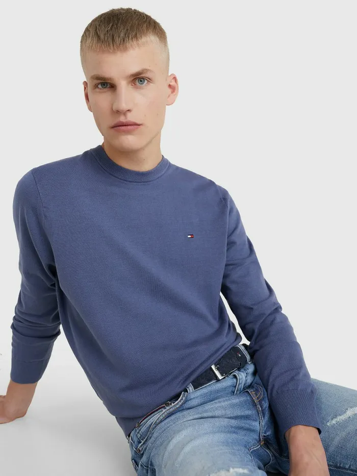 Tommy Hilfiger 1985 Collection Th Flex Sweatshirt Faded Indigo Mens Knitwear Fashion