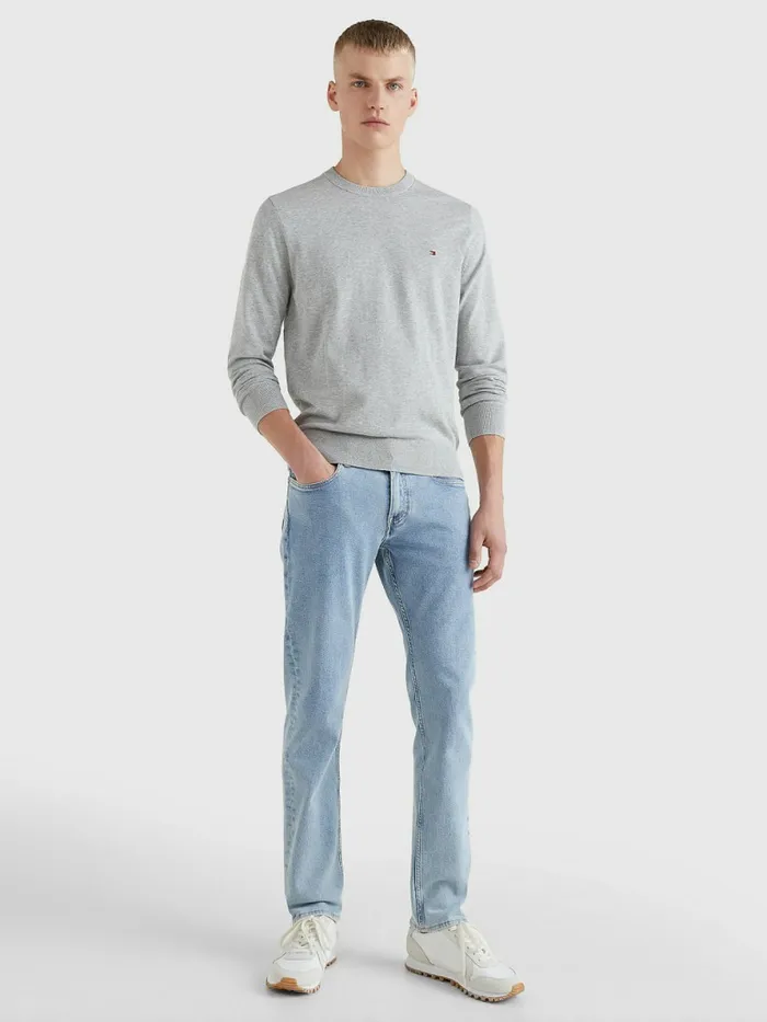 Tommy Hilfiger 1985 Collection Th Flex Sweatshirt Light Grey Heather Mens Knitwear Gift Ideas