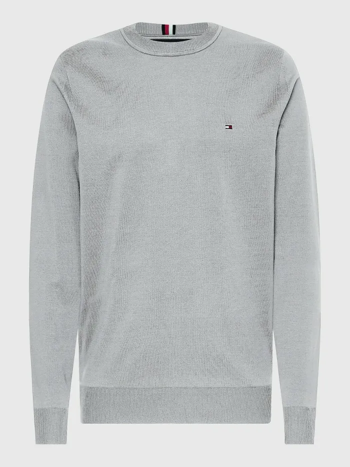 Tommy Hilfiger 1985 Collection Th Flex Sweatshirt Light Grey Heather Mens Knitwear Gift Ideas