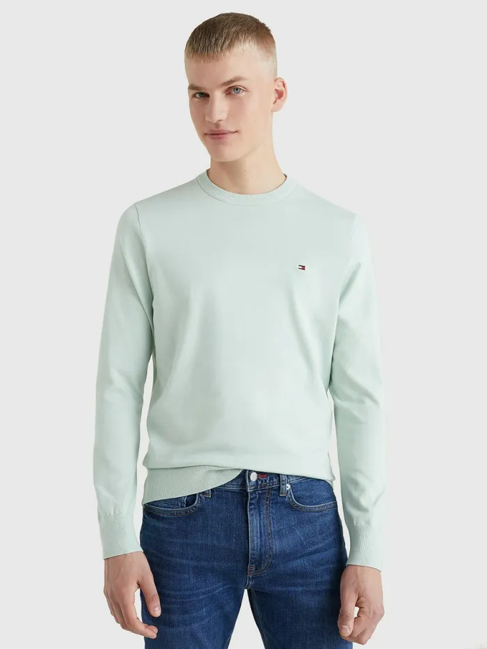Tommy Hilfiger 1985 Collection Th Flex Sweatshirt Minty Essence Mens Knitwear Casaul Tommy Hilfiger 1985 Collection Th Flex Sweatshirt Minty Essence Mens Knitwear Casaul