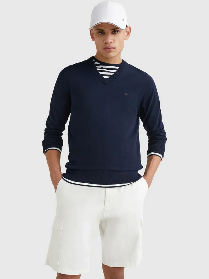 Tommy Hilfiger 1985 Collection Th Flex VNeck Jumper Desert Sky Mens Knitwear Gift 4 You Tommy Hilfiger 1985 Collection Th Flex VNeck Jumper Desert Sky Mens Knitwear Gift 4 You