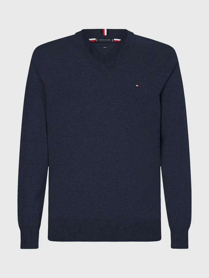 Tommy Hilfiger 1985 Collection Th Flex VNeck Jumper Desert Sky Mens Knitwear Gift 4 You