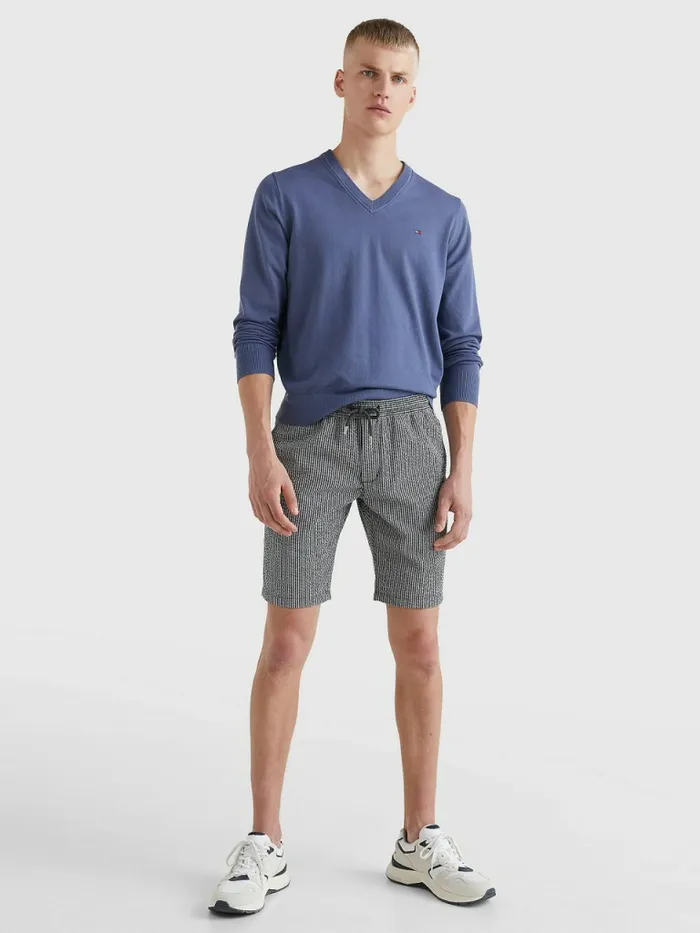 Tommy Hilfiger 1985 Collection Th Flex VNeck Jumper Faded Indigo Mens Knitwear On Sale