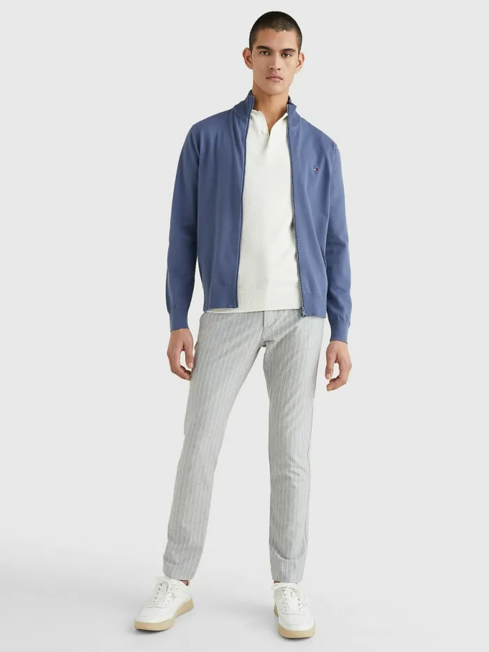 Tommy Hilfiger 1985 Collection Th Flex ZipThru Cardigan Faded Indigo Mens Knitwear Near Me