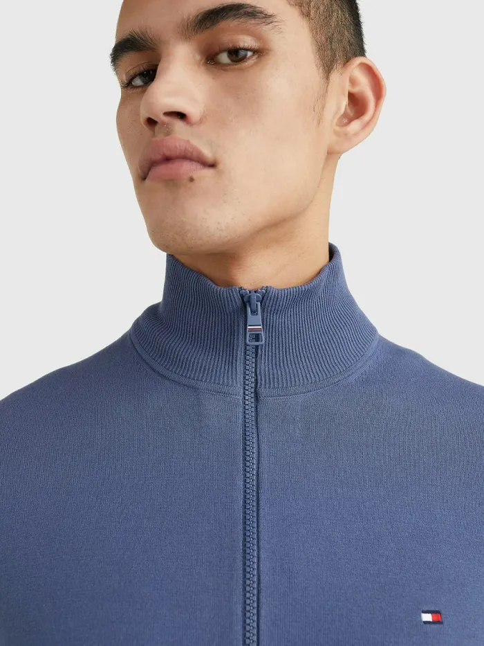 Tommy Hilfiger 1985 Collection Th Flex ZipThru Cardigan Faded Indigo Mens Knitwear Near Me