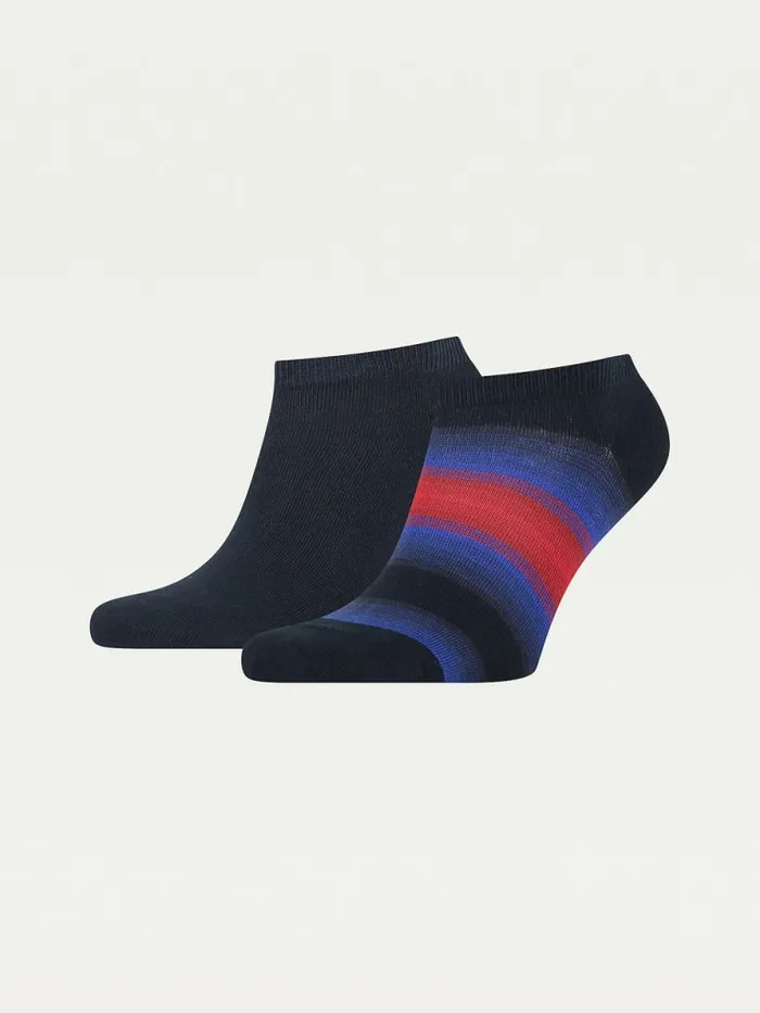Tommy Hilfiger 2Pack Baja Stripe Trainer Socks NavyRed Mens Socks On Sale