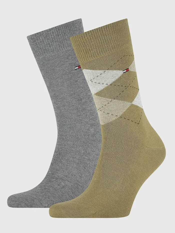 Tommy Hilfiger 2Pack Check Socks Olive Combo Mens Socks Sale