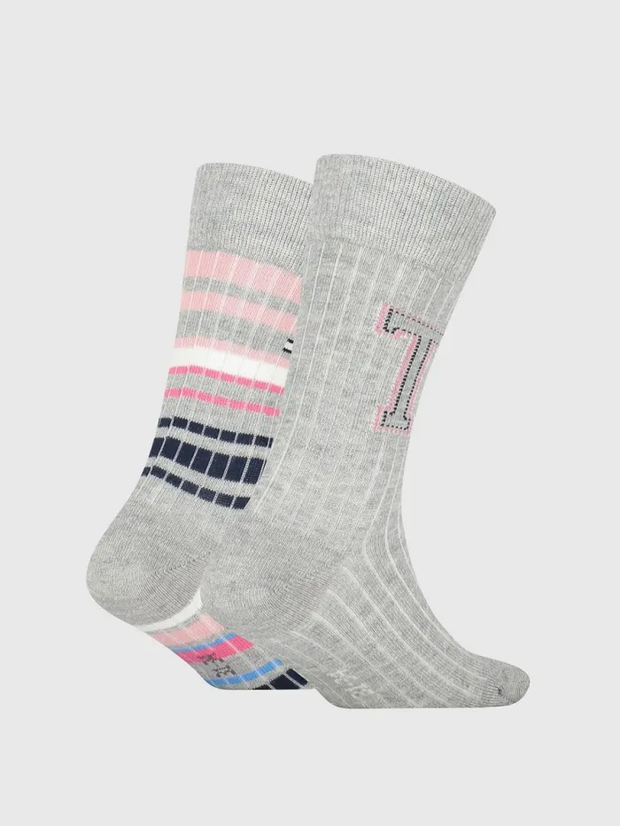 Tommy Hilfiger 2Pack Multicolour RibKnit Socks PinkGrey Boys Underwear and Socks Fashion