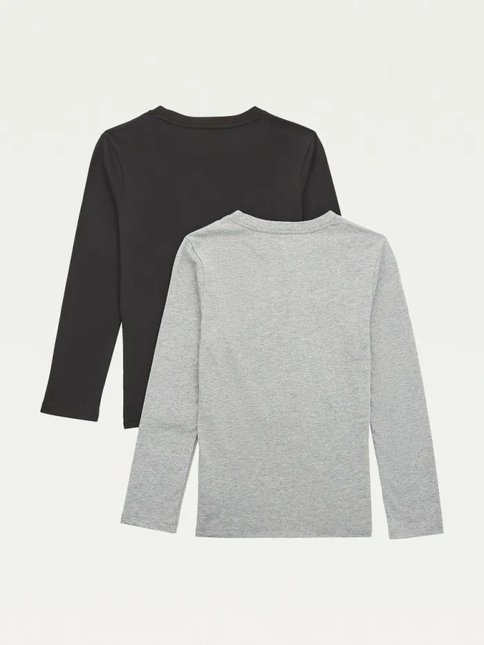 Tommy Hilfiger 2Pack Original Long Sleeve TShirts Medium Grey HtBlack Boys Underwear and Socks Cheap On Sale
