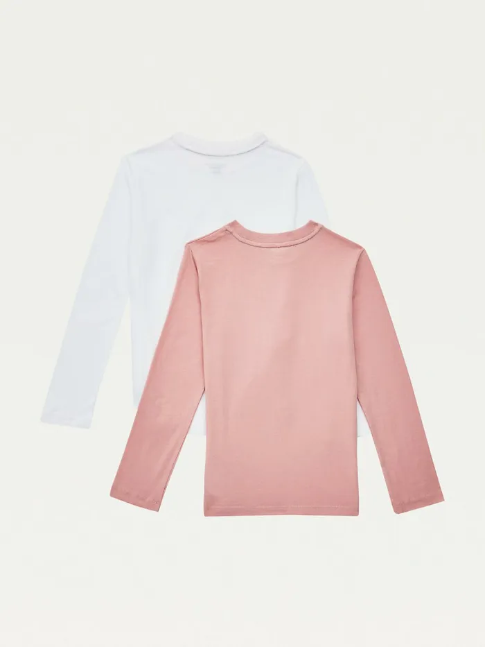 Tommy Hilfiger 2Pack Original Long Sleeve TShirts Rose TanWhite Girls Underwear and Socks Online