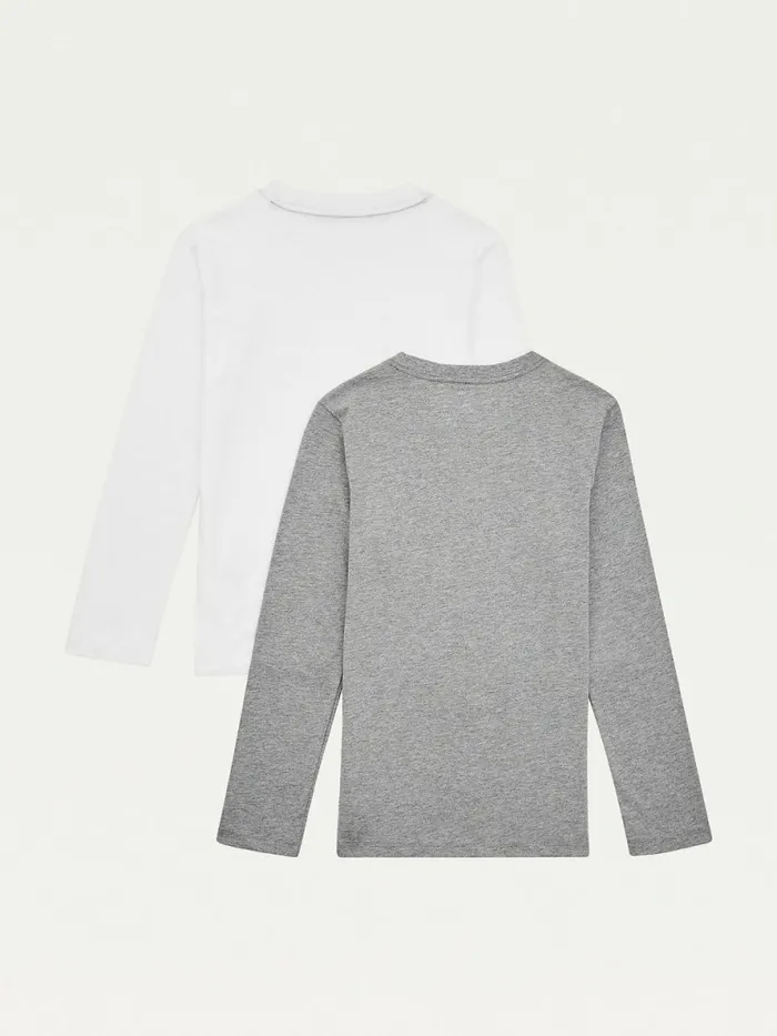Tommy Hilfiger 2Pack Original Long Sleeve TShirts WhiteMedium Grey Htr Boys Underwear and Socks Cheap On Sale