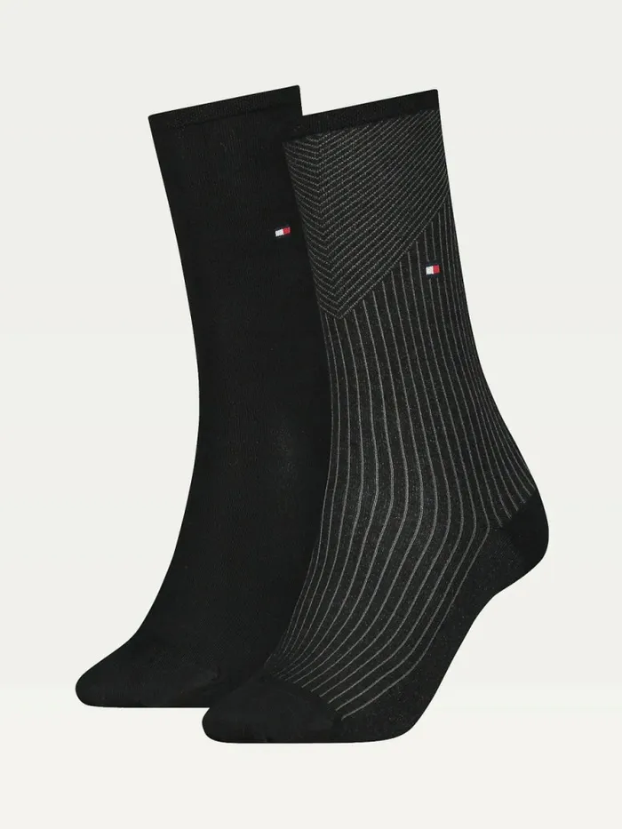 Tommy Hilfiger 2Pack Ribbed Socks Black Womens Socks and Hosiery Gift Ideas