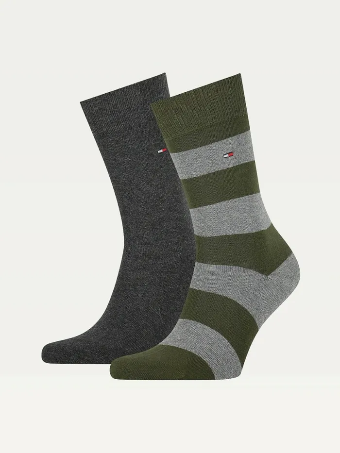 Tommy Hilfiger 2Pack Rugby Socks Olive Mens Socks Gift 4 You