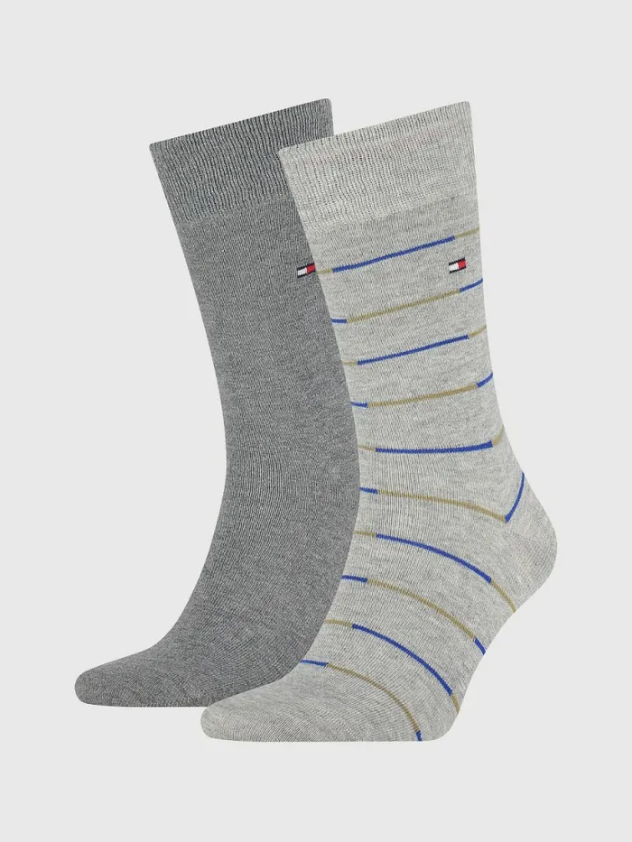 Tommy Hilfiger 2Pack Stripe Socks Grey Melange Mens Socks Popular