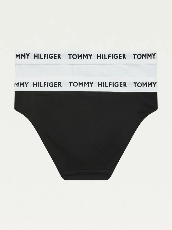 Tommy Hilfiger 2Pack Tommy 85 Repeat Logo Waistband Briefs WhiteBlack Girls Underwear and Socks Gift 4 You