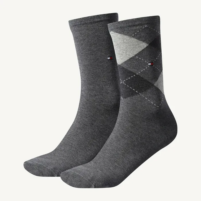 Tommy Hilfiger 2Pack Women8217s Diamond Check Socks Middle Grey Melange Womens Essentials Popular Tommy Hilfiger 2Pack Women8217s Diamond Check Socks Middle Grey Melange Womens Essentials Popular