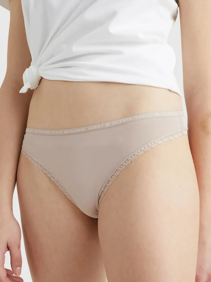 Tommy Hilfiger 3Pack Floral Lace Trim Thongs IvoryBalanced BeigePale Pink Womens Lingerie