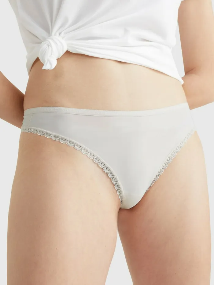 Tommy Hilfiger 3Pack Floral Lace Trim Thongs IvoryBalanced BeigePale Pink Womens Lingerie