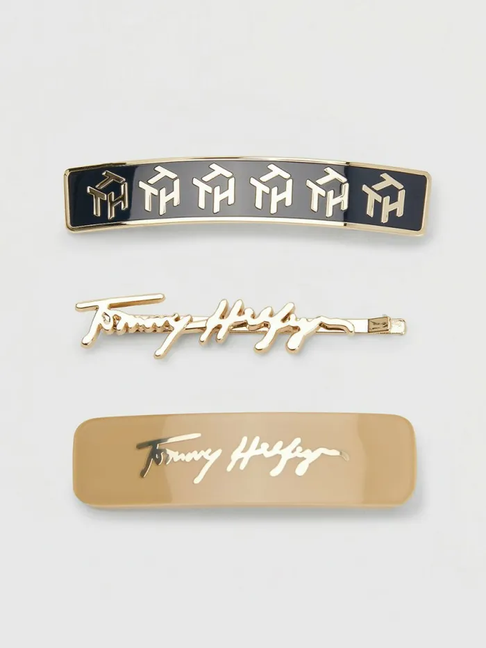 Tommy Hilfiger 3Pack Iconic Hair Clips Desert SkyGold Womens Hats and Scarves Casaul Tommy Hilfiger 3Pack Iconic Hair Clips Desert SkyGold Womens Hats and Scarves Casaul