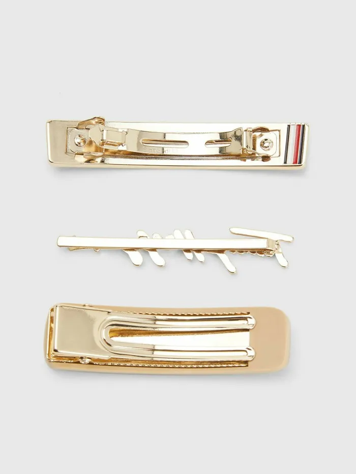 Tommy Hilfiger 3Pack Iconic Hair Clips Desert SkyGold Womens Hats and Scarves Casaul