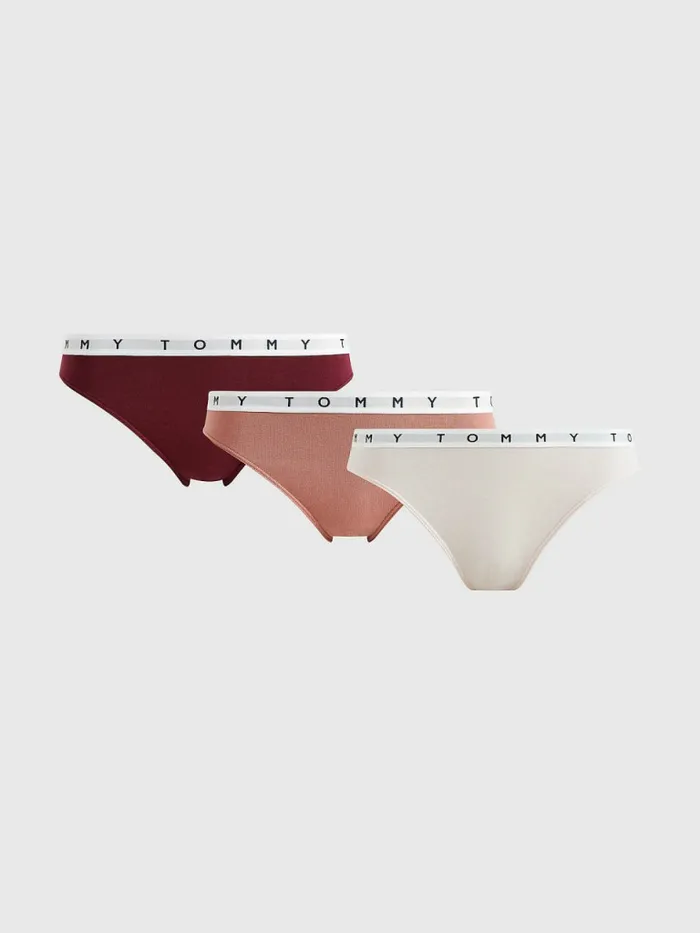 Tommy Hilfiger 3Pack Logo Waistband Briefs Pale PinkDeep RougeMineralize Womens Lingerie Tommy Hilfiger 3Pack Logo Waistband Briefs Pale PinkDeep RougeMineralize Womens Lingerie