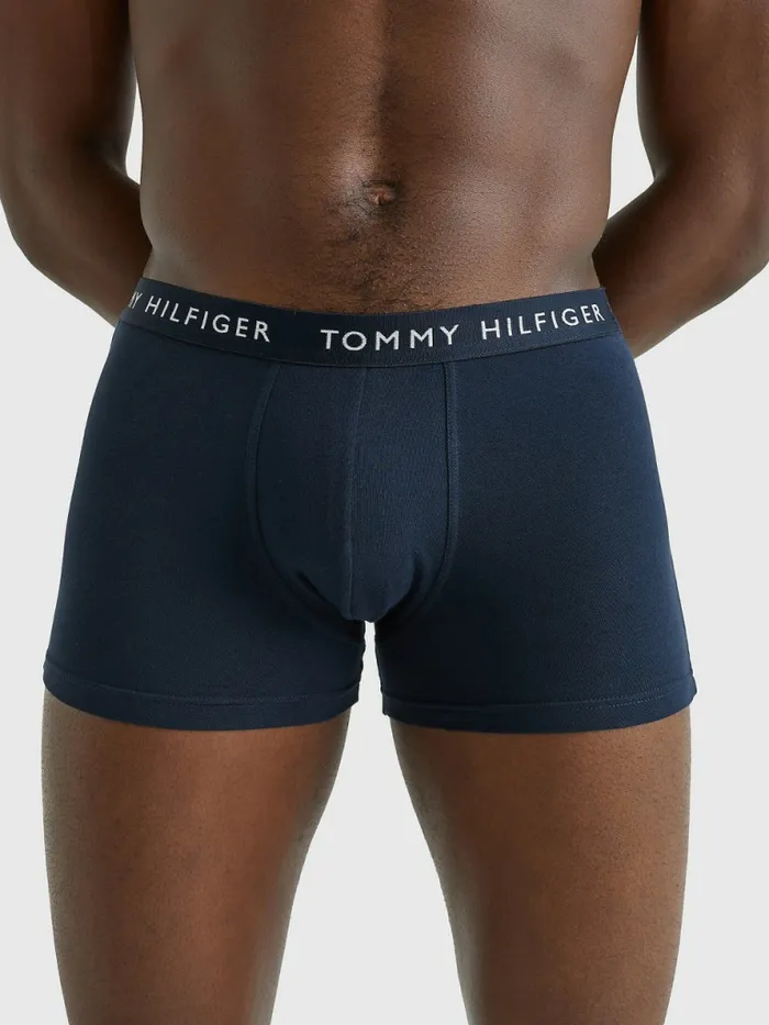 Tommy Hilfiger 3Pack Logo Waistband Trunks Army GrnHydr BlueDes Sky Mens Underwear On Sale