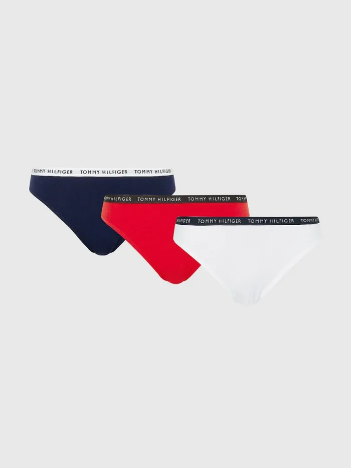 Tommy Hilfiger 3Pack Recycled Cotton Briefs Desert SkyWhitePrimary Red Womens Lingerie Tommy Hilfiger 3Pack Recycled Cotton Briefs Desert SkyWhitePrimary Red Womens Lingerie