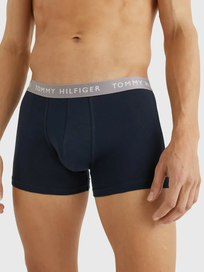 Tommy Hilfiger 3Pack Repeat Logo Trunks SublunaRed AlertArmy Green Mens Underwear Cheap On Sale