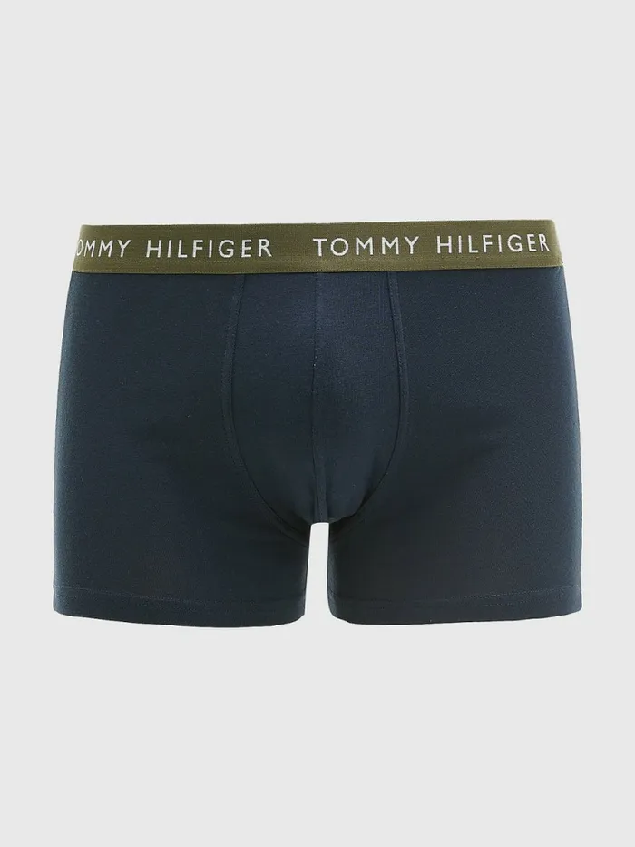 Tommy Hilfiger 3Pack Repeat Logo Trunks SublunaRed AlertArmy Green Mens Underwear Cheap On Sale