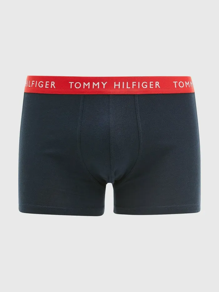 Tommy Hilfiger 3Pack Repeat Logo Trunks SublunaRed AlertArmy Green Mens Underwear Cheap On Sale
