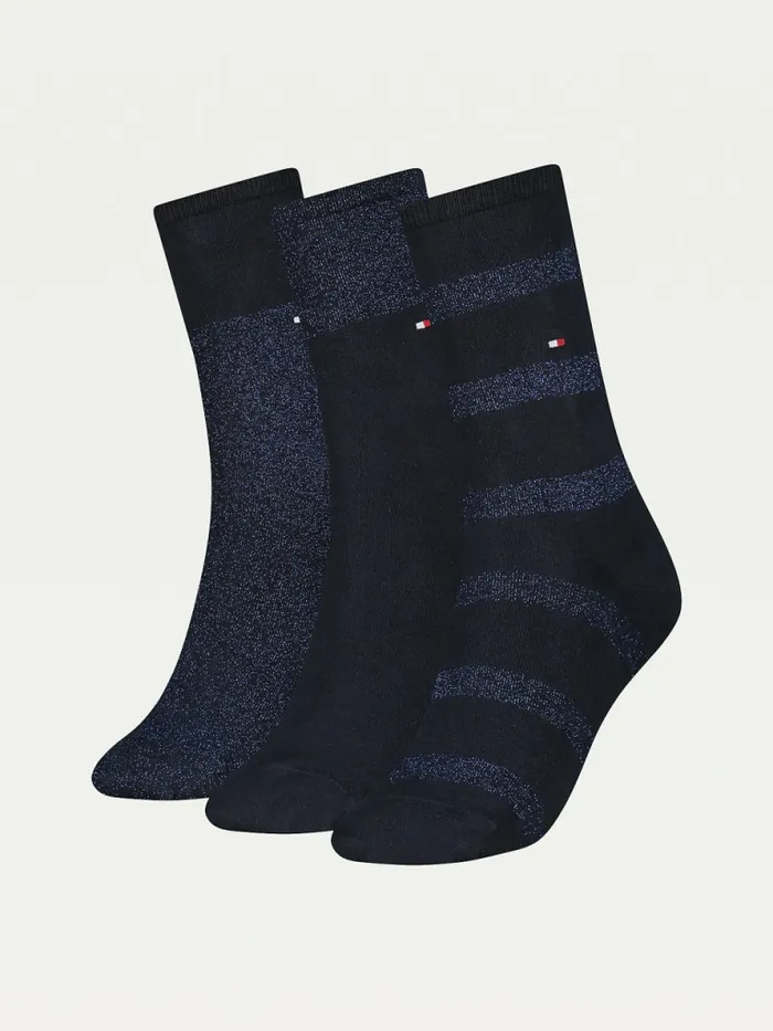 Tommy Hilfiger 3Pack Sparkle Socks Gift Box Navy Womens Socks and Hosiery Gift Ideas