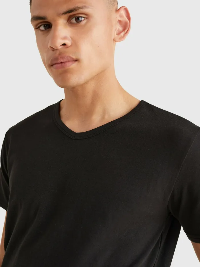 Tommy Hilfiger 3 Pack VNeck Cotton TShirts Black Mens Loungewear and Nightwear Near Me