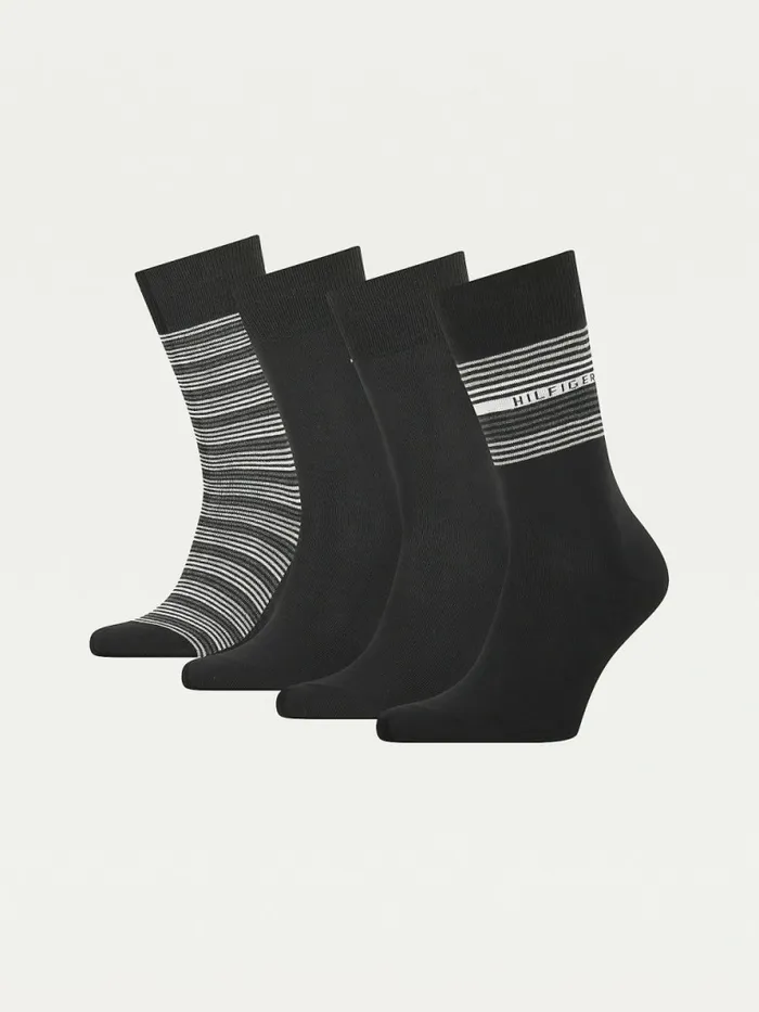 Tommy Hilfiger 4Pack Gift Box Stripe Socks Black Mens Socks Fashion