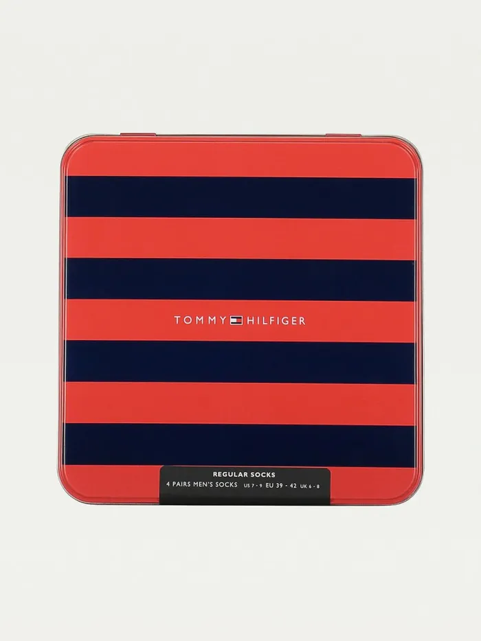 Tommy Hilfiger 4Pack Gift Box Stripe Socks Black Mens Socks Fashion