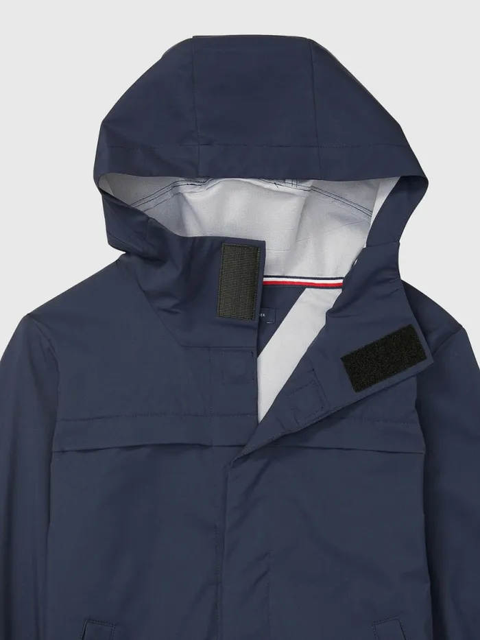 Tommy Hilfiger Adaptive Coated ZipThru Hooded Jacket Cobalt Sapphire Boys Coats and Jackets Gift for Friend