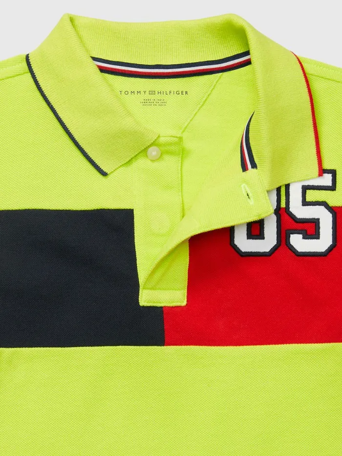 Tommy Hilfiger Adaptive ColourBlocked Polo Neon Lawn Boys TShirts and Polos Gift Ideas