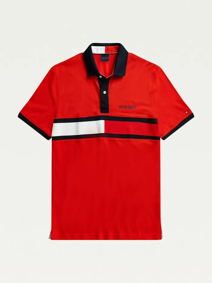 Tommy Hilfiger Adaptive Cotton Flag Custom Fit Polo Apple Red Mens Polo Shirts Cheap On Sale Tommy Hilfiger Adaptive Cotton Flag Custom Fit Polo Apple Red Mens Polo Shirts Cheap On Sale