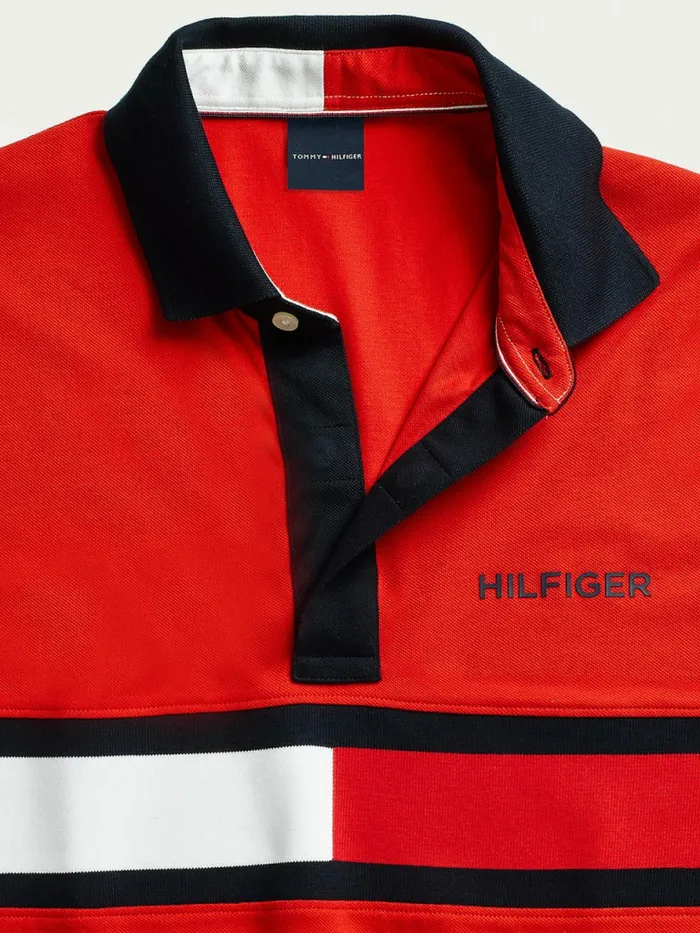 Tommy Hilfiger Adaptive Cotton Flag Custom Fit Polo Apple Red Mens Polo Shirts Cheap On Sale