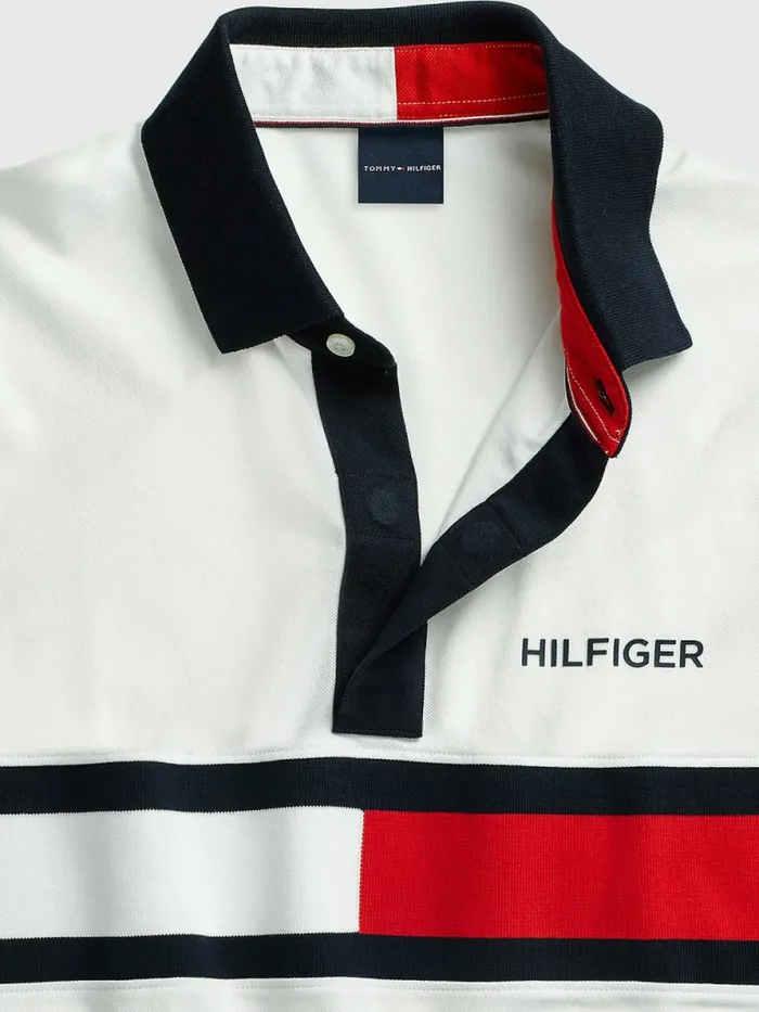 Tommy Hilfiger Adaptive Cotton Flag Custom Fit Polo Bright White Mens Polo Shirts Cheap On Sale