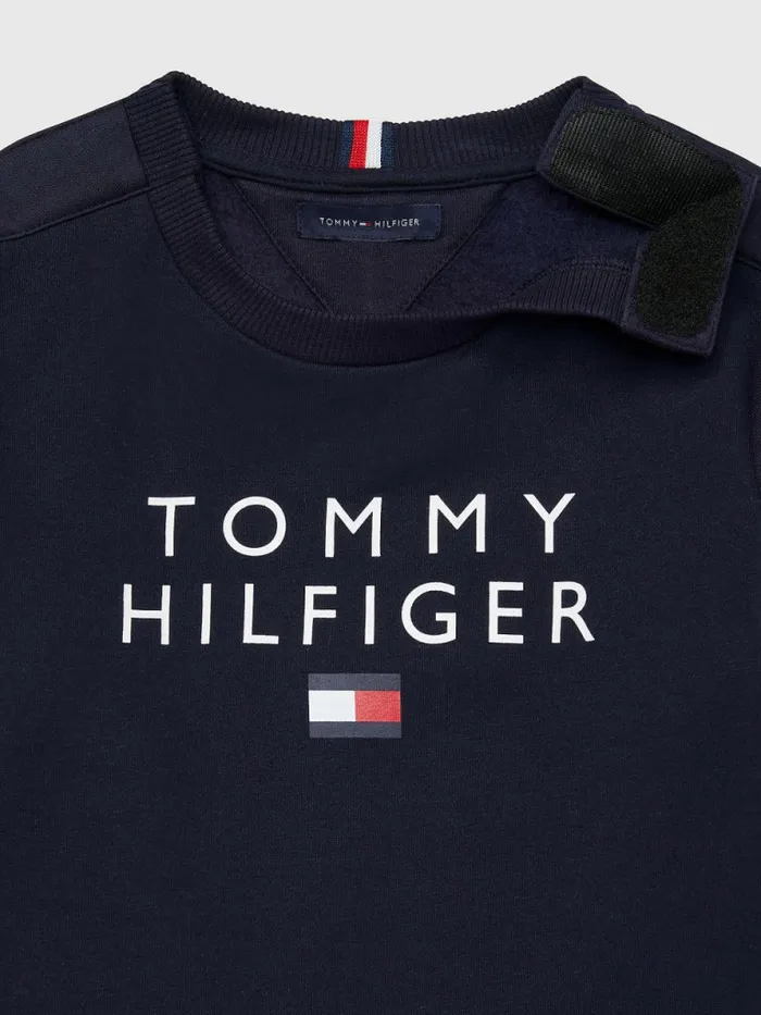 Tommy Hilfiger Adaptive Crew Neck Logo Sweatshirt Sky Captain Boys Sweatshirts and Hoodies Fashion