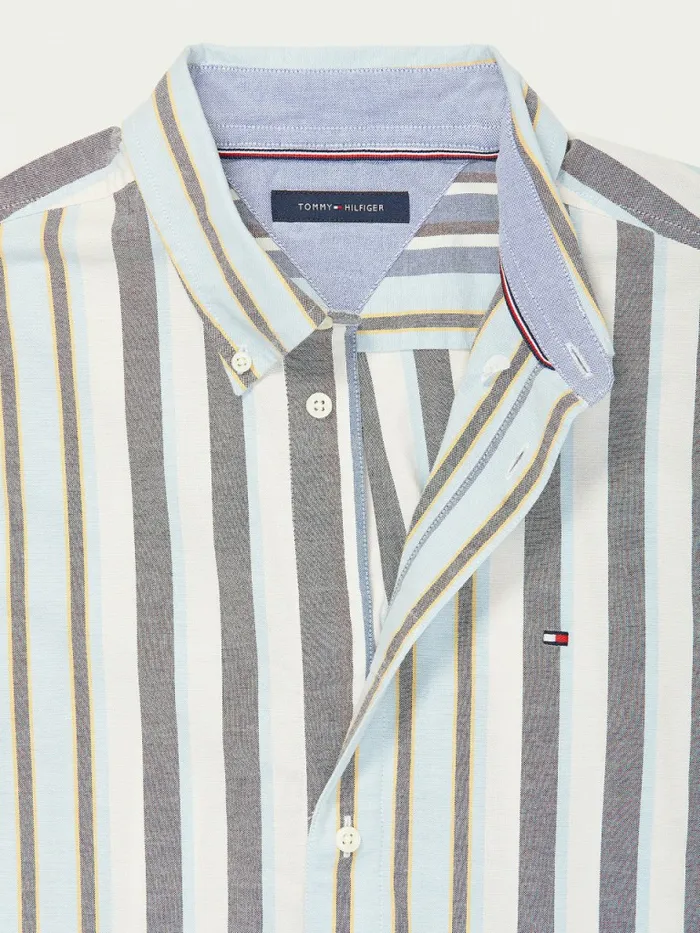Tommy Hilfiger Adaptive Custom Fit Stripe Shirt Calm Water Mens Shirts For Sale