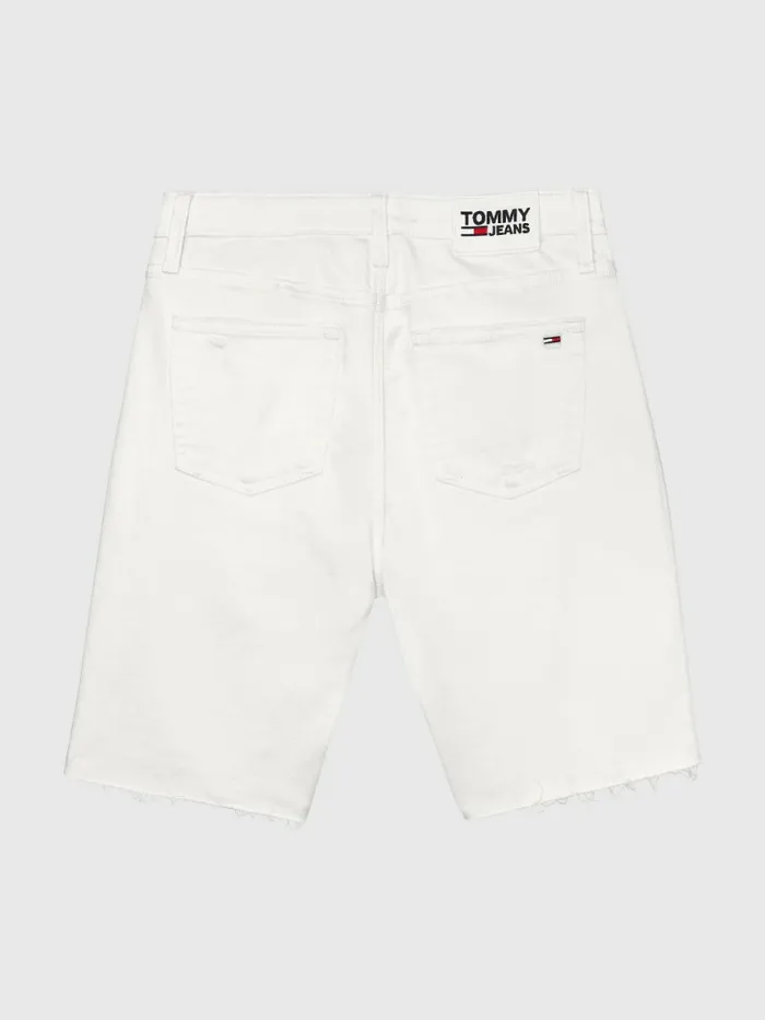 Tommy Hilfiger Adaptive Distressed Denim Bermuda Shorts White Denim Womens Tommy Adaptive Fashion