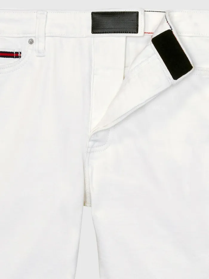 Tommy Hilfiger Adaptive Distressed Denim Bermuda Shorts White Denim Womens Tommy Adaptive Fashion