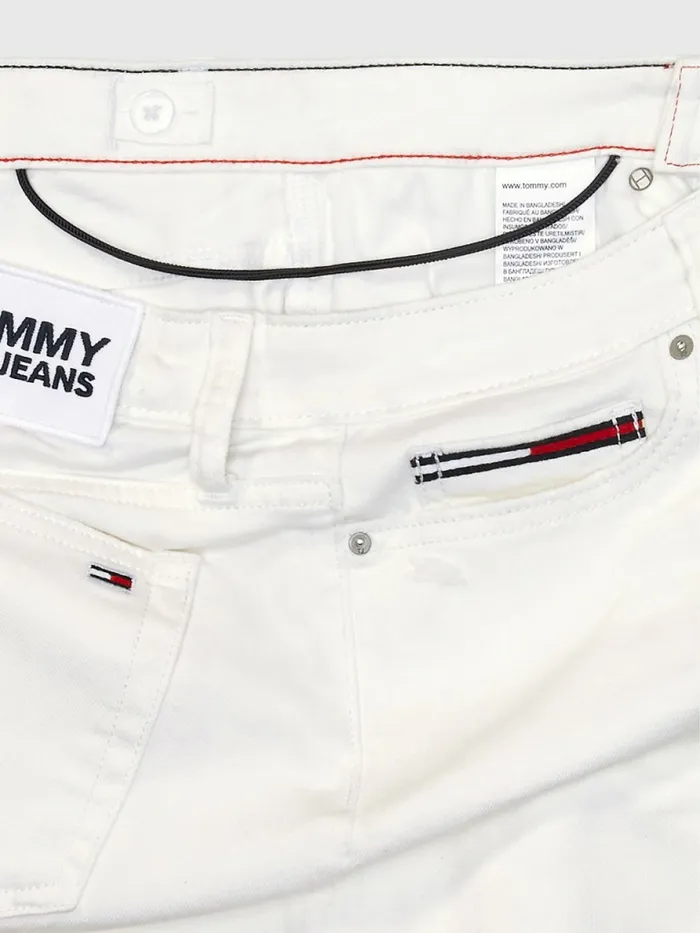 Tommy Hilfiger Adaptive Distressed Denim Bermuda Shorts White Denim Womens Tommy Adaptive Fashion