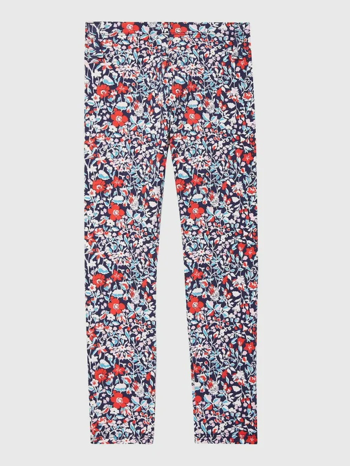 Tommy Hilfiger Adaptive Floral Print Leggings Evening Blue Multi Girls Trousers Shorts and Skirts Near Me