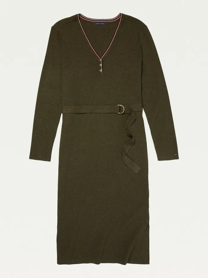 Tommy Hilfiger Adaptive Henley Dress Eco Green Heather Womens Dresses and Jumpsuits For Sale Tommy Hilfiger Adaptive Henley Dress Eco Green Heather Womens Dresses and Jumpsuits For Sale