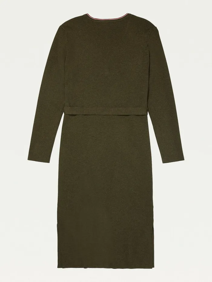 Tommy Hilfiger Adaptive Henley Dress Eco Green Heather Womens Dresses and Jumpsuits For Sale