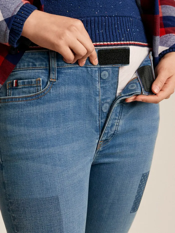 Tommy Hilfiger Adaptive High Rise Straight Patchwork Jeans Light Wash Womens Tommy Adaptive Online Tommy Hilfiger Adaptive High Rise Straight Patchwork Jeans Light Wash Womens Tommy Adaptive Online