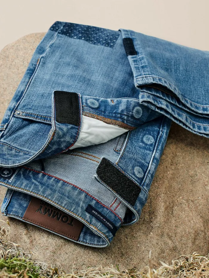 Tommy Hilfiger Adaptive High Rise Straight Patchwork Jeans Light Wash Womens Tommy Adaptive Online
