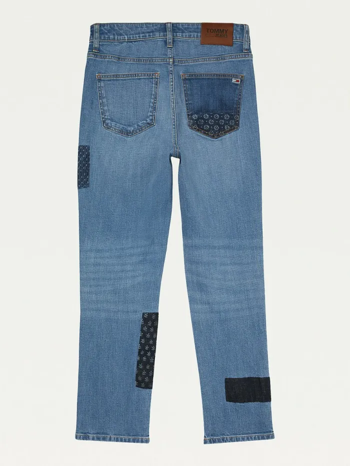 Tommy Hilfiger Adaptive High Rise Straight Patchwork Jeans Light Wash Womens Tommy Adaptive Online